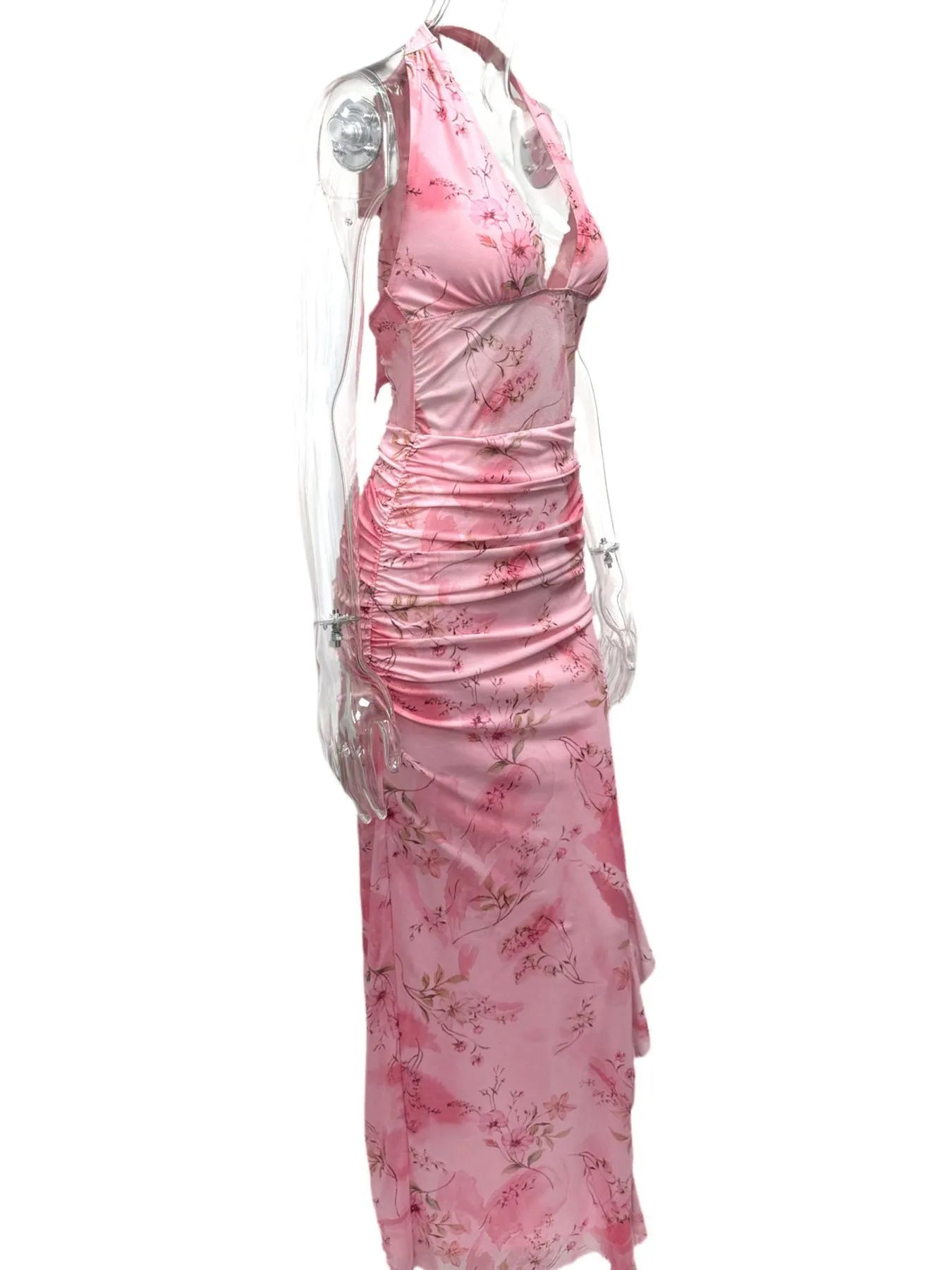 Ruffled-Floral-Print-Halter-Neck-Camis-Dress-Sarunna