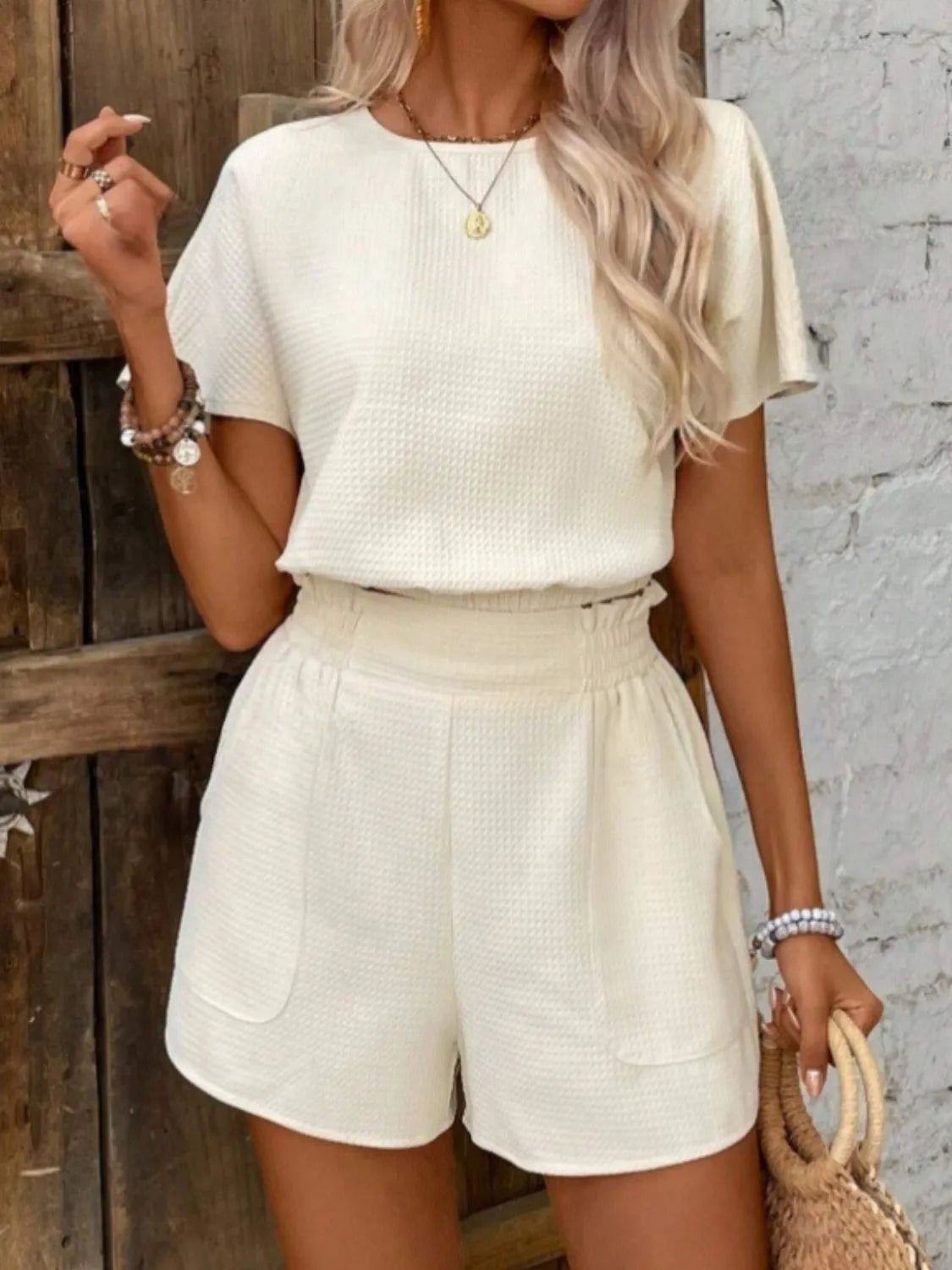 Short-Sleeve-Top-&-Shorts-Set-with-Round-Neck-Sarunna