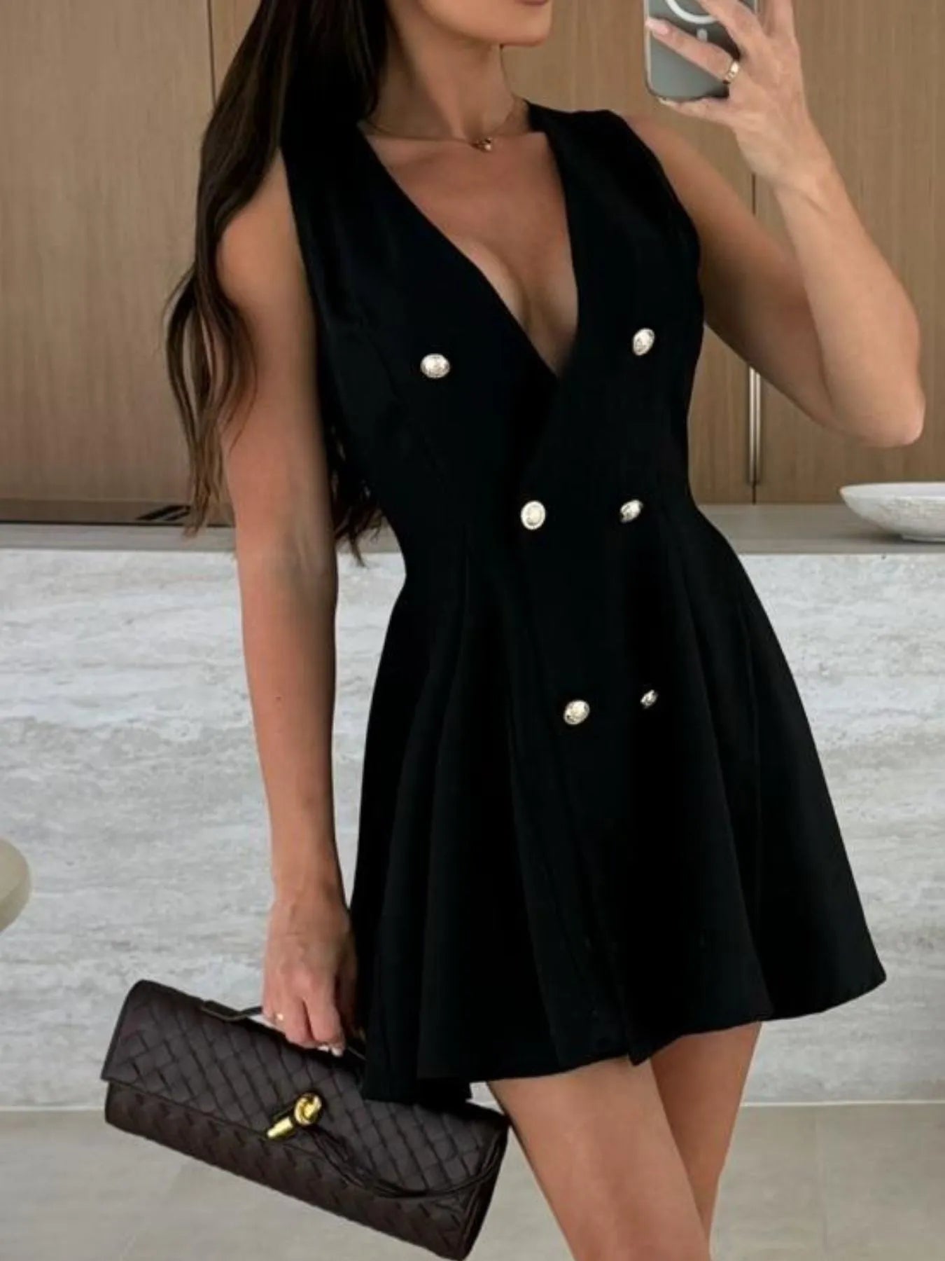 Sleeveless-Double-Breasted-Mini-Dress-Sarunna