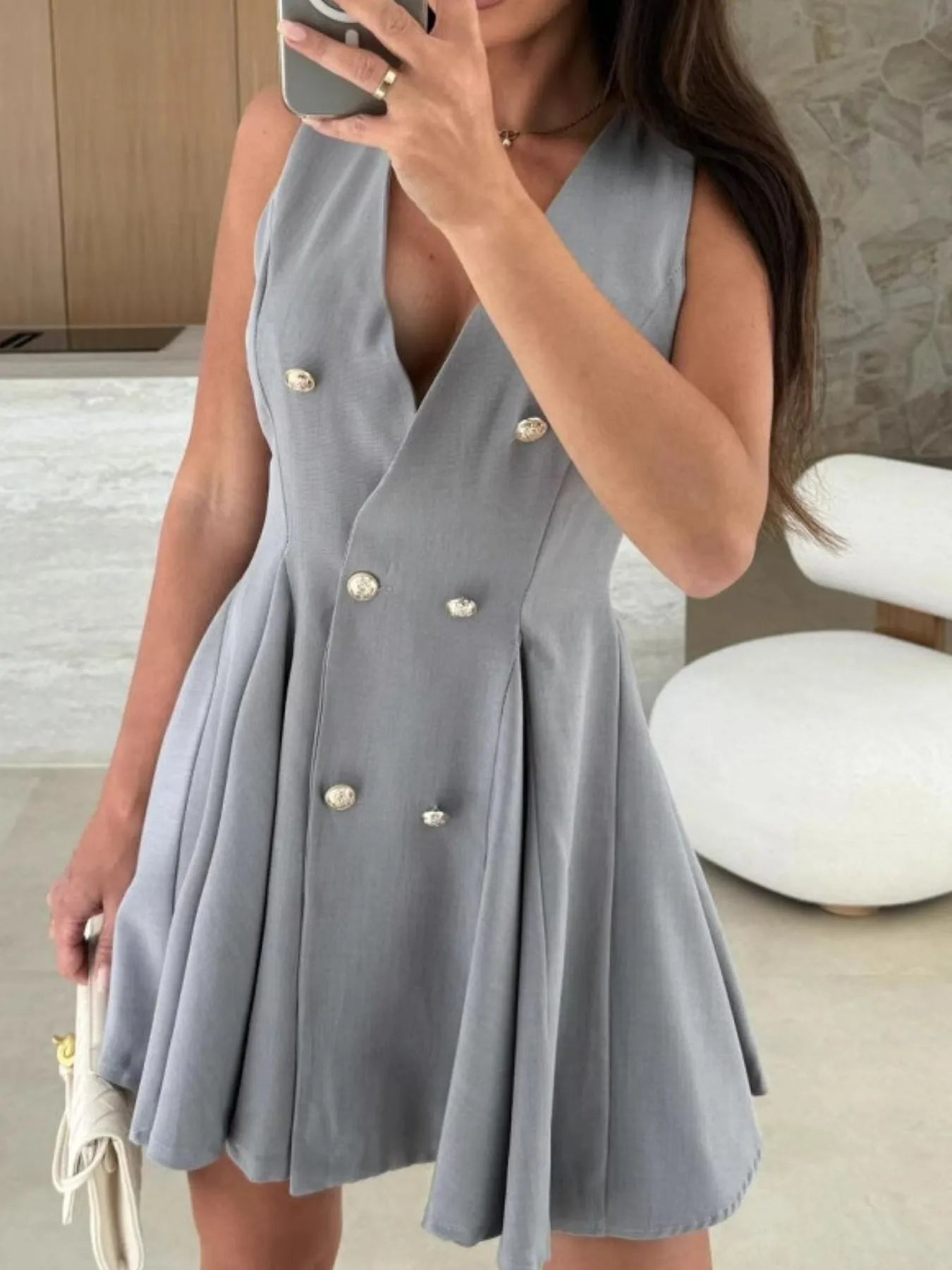 Sleeveless-Double-Breasted-Mini-Dress-Sarunna