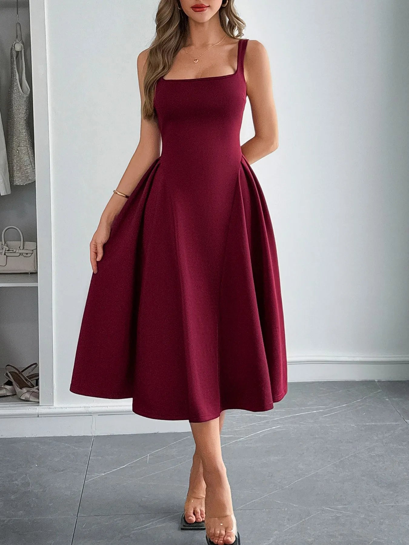 Square-Neck-Wide-Strap-Midi-Dress-Sarunna