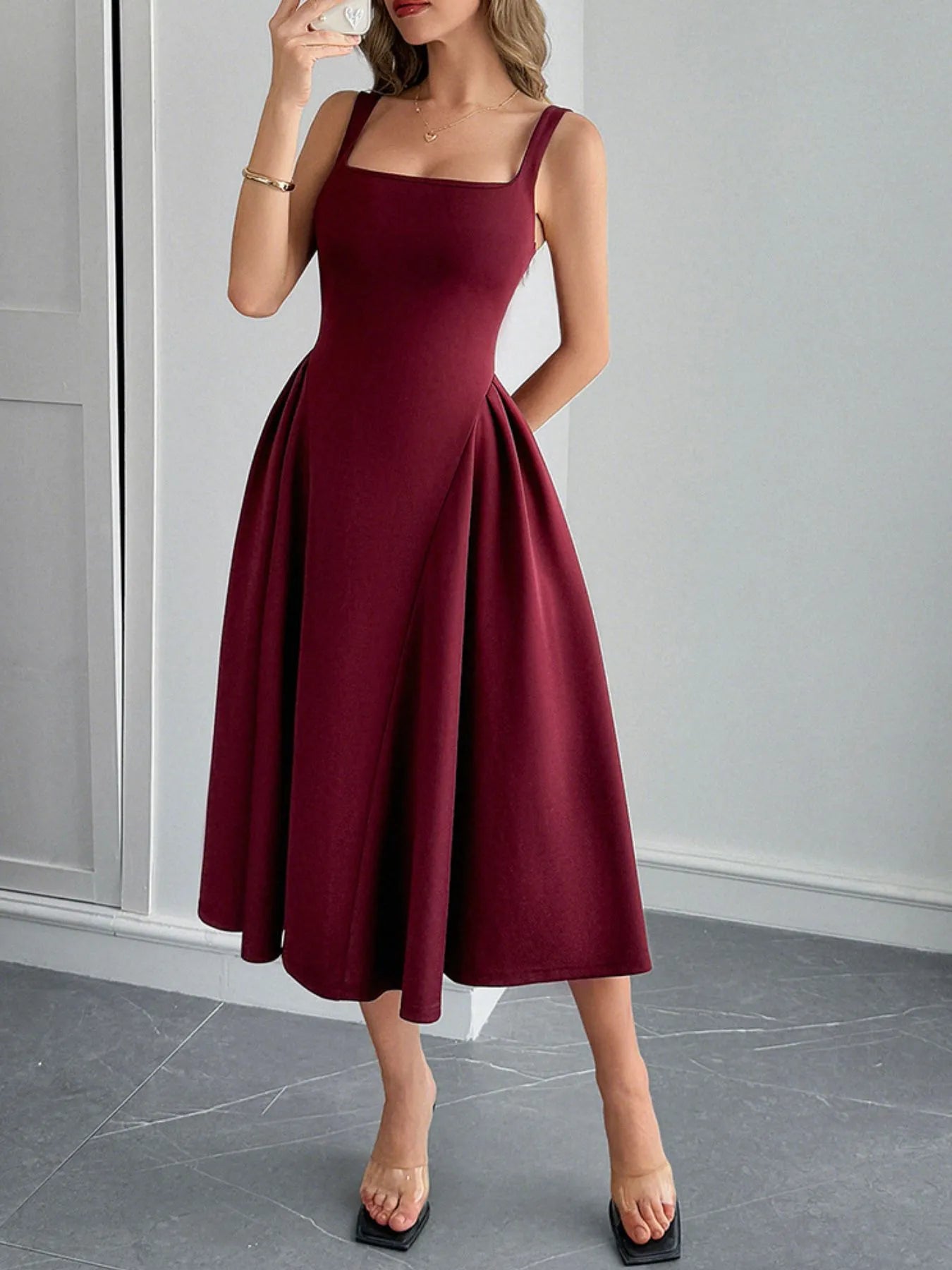 Square-Neck-Wide-Strap-Midi-Dress-Sarunna