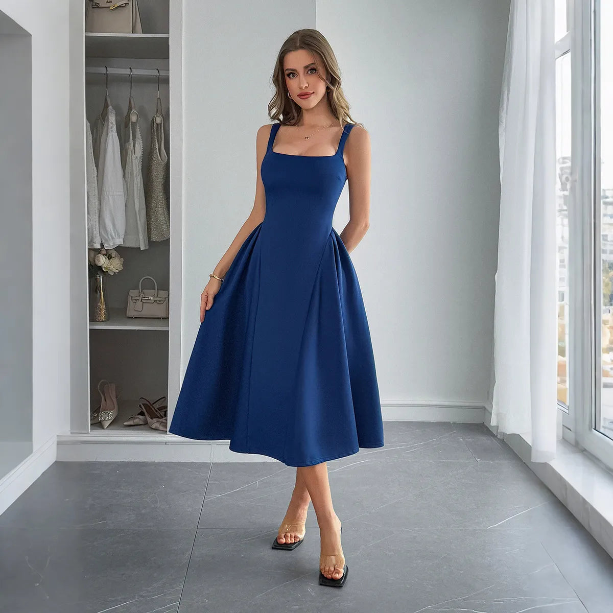 Square-Neck-Wide-Strap-Midi-Dress-Sarunna