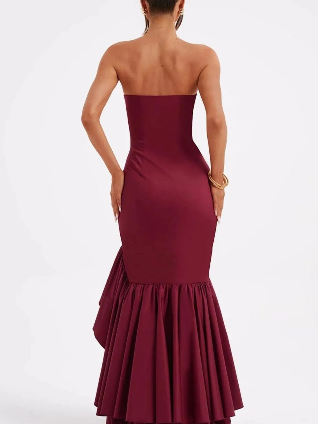 Strapless-Ruffle-High-Low-Bodycon-Dress-Sarunna