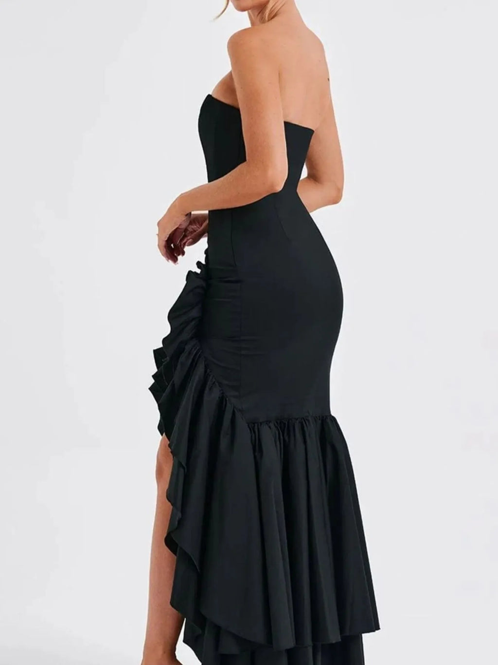 Strapless-Ruffle-High-Low-Bodycon-Dress-Sarunna