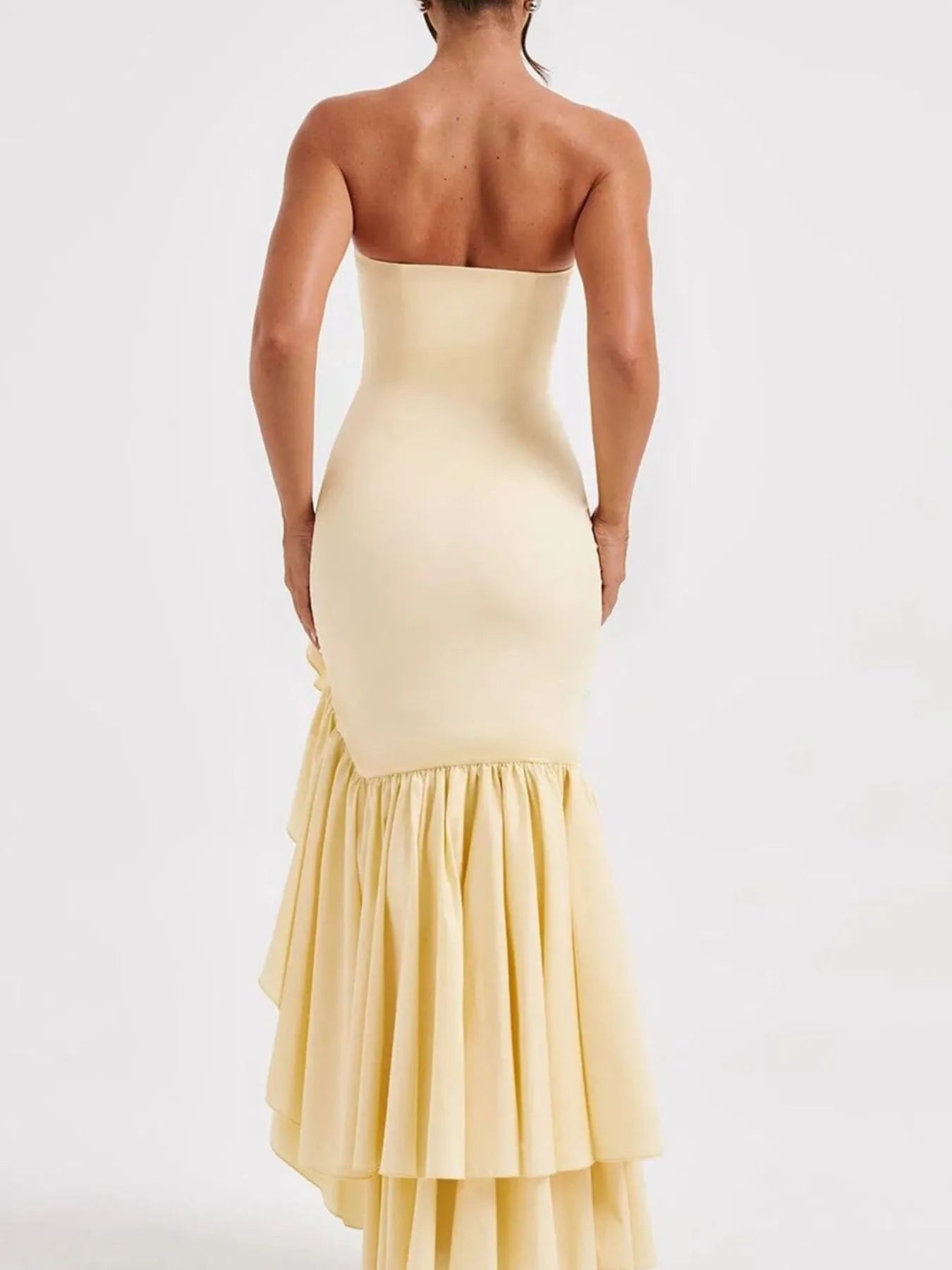 Strapless-Ruffle-High-Low-Bodycon-Dress-Sarunna