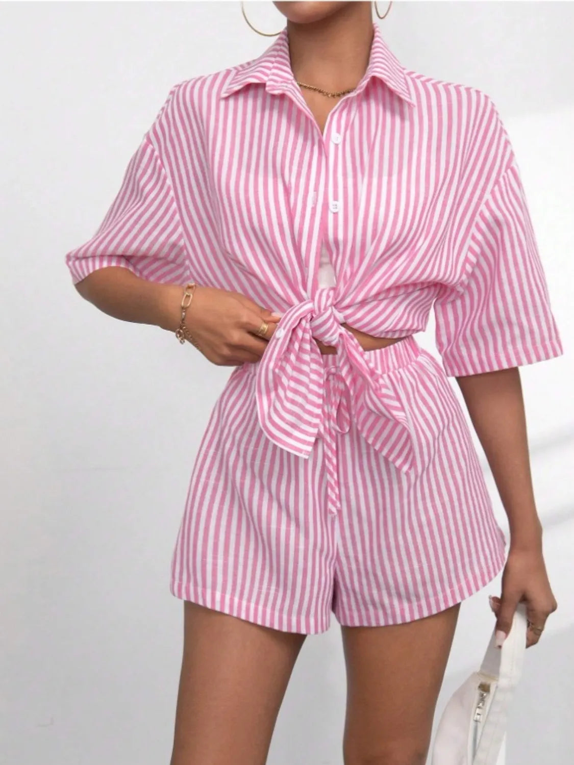 Striped-Button-Up-Shirt-and-Shorts-Set-Sarunna