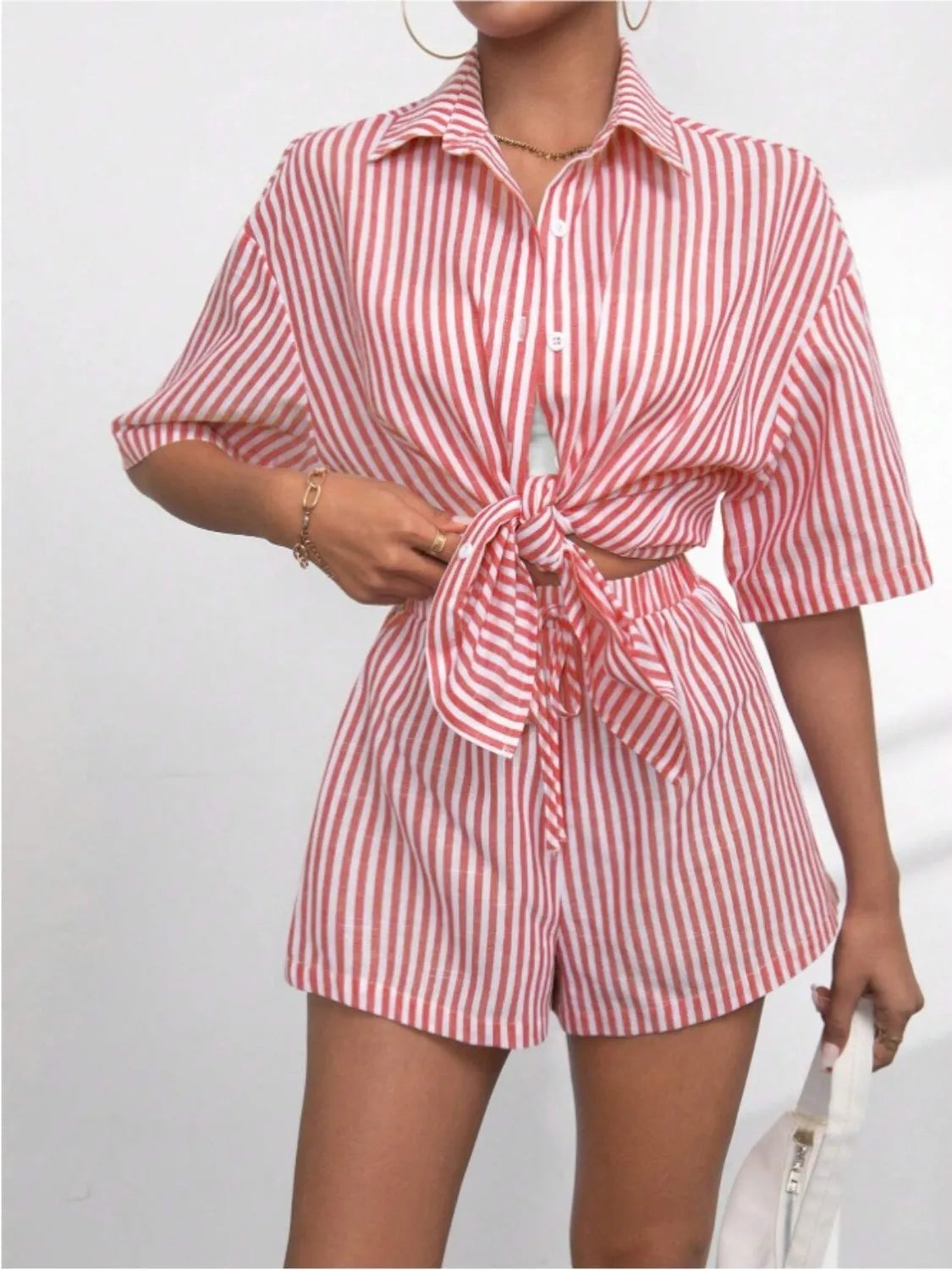Striped-Button-Up-Shirt-and-Shorts-Set-Sarunna