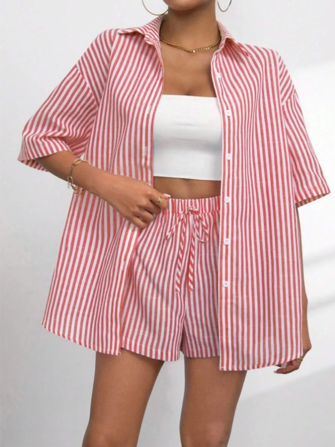 Striped-Button-Up-Shirt-and-Shorts-Set-Sarunna