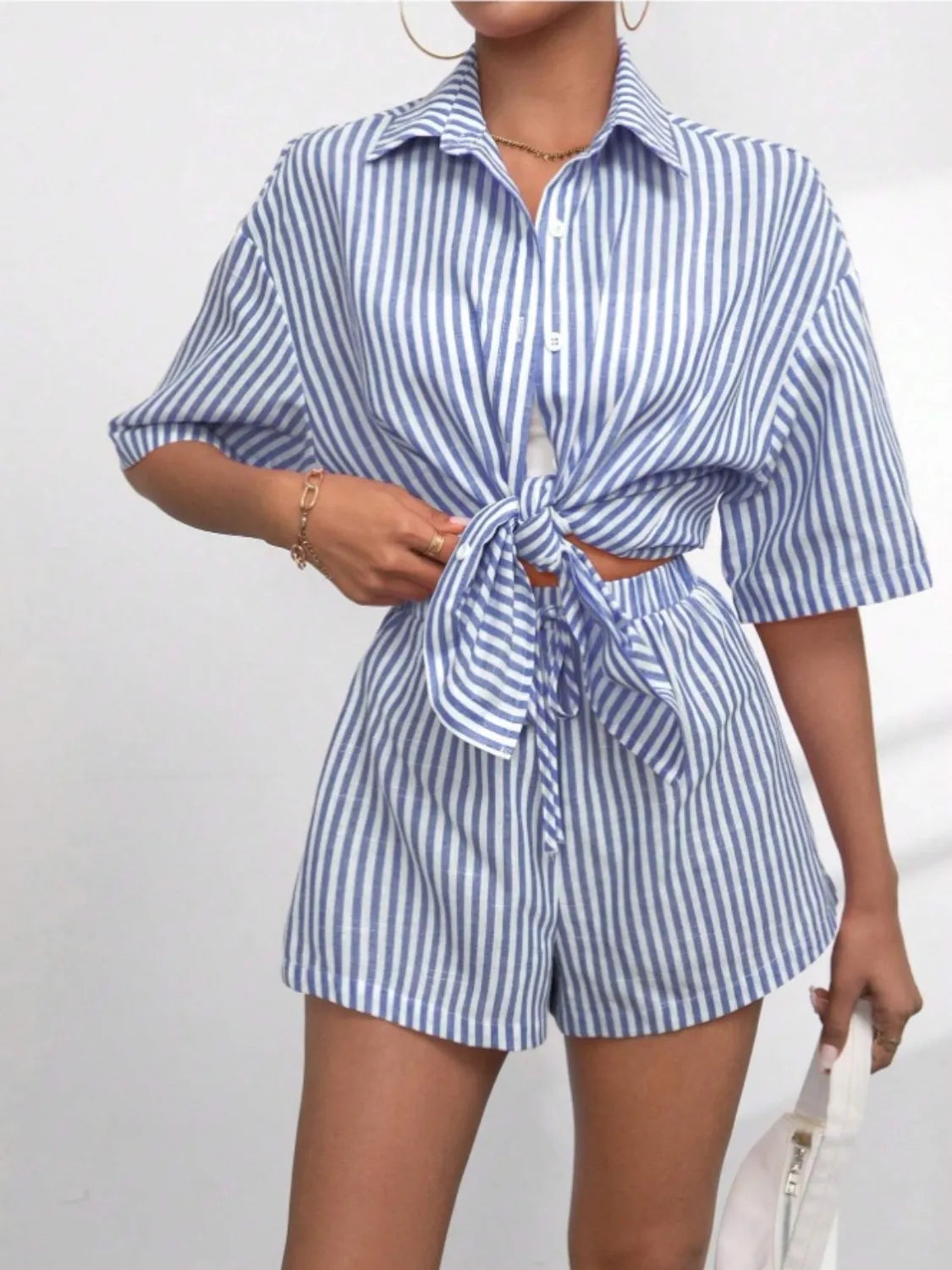 Striped-Button-Up-Shirt-and-Shorts-Set-Sarunna
