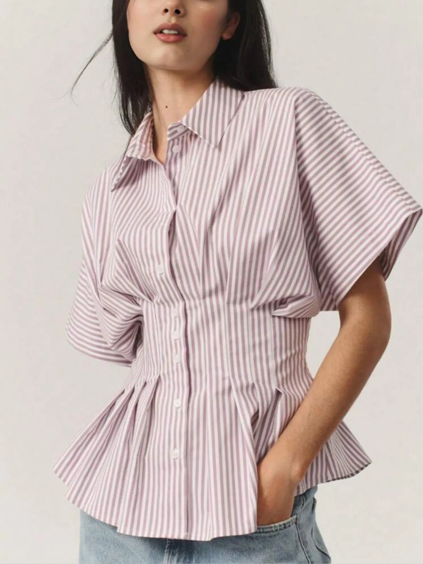 Striped-Short-Sleeve-Button-Up-Shirt-Sarunna