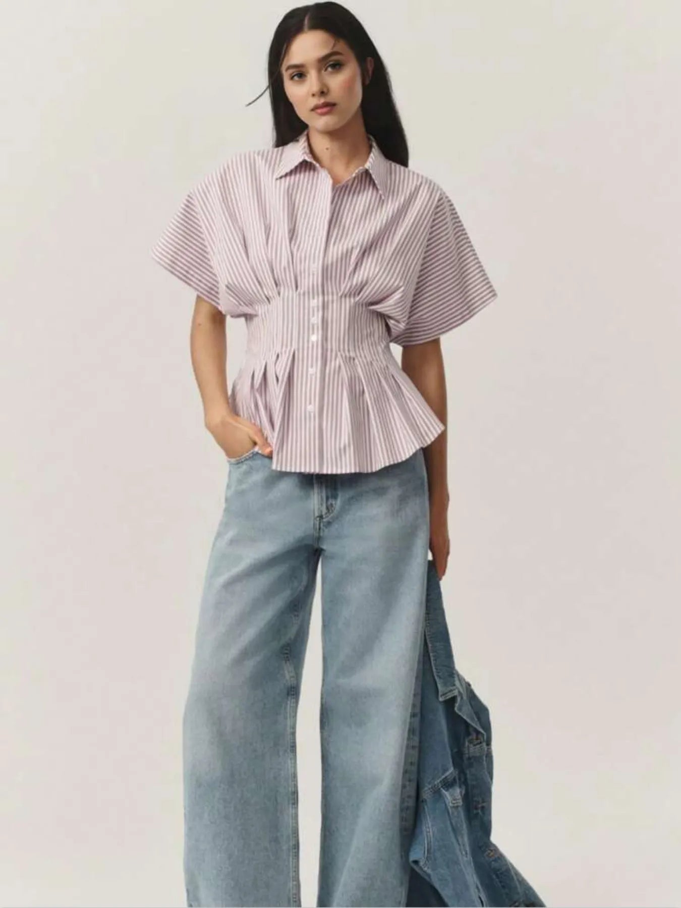 Striped-Short-Sleeve-Button-Up-Shirt-Sarunna