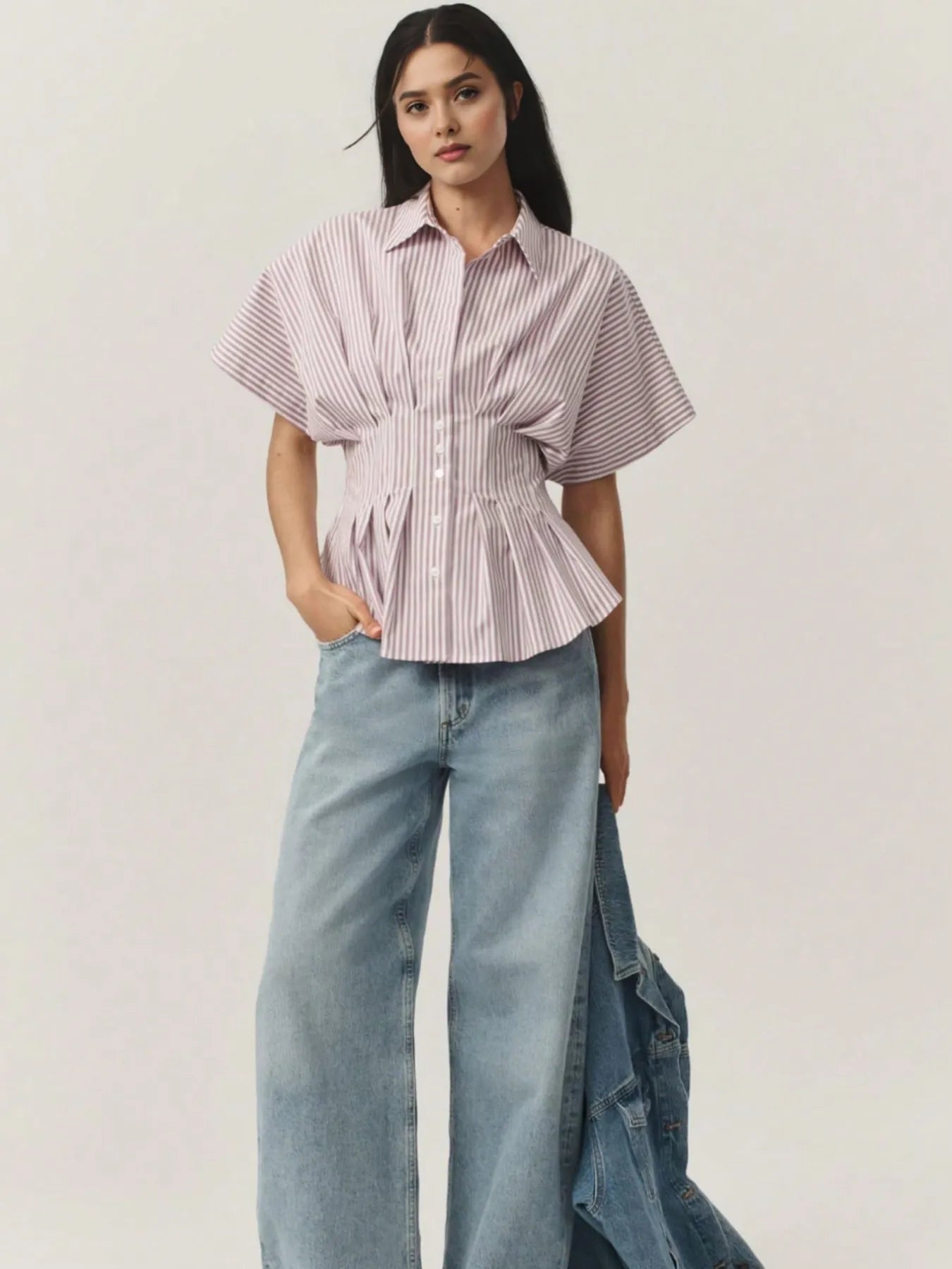 Striped-Short-Sleeve-Button-Up-Shirt-Sarunna