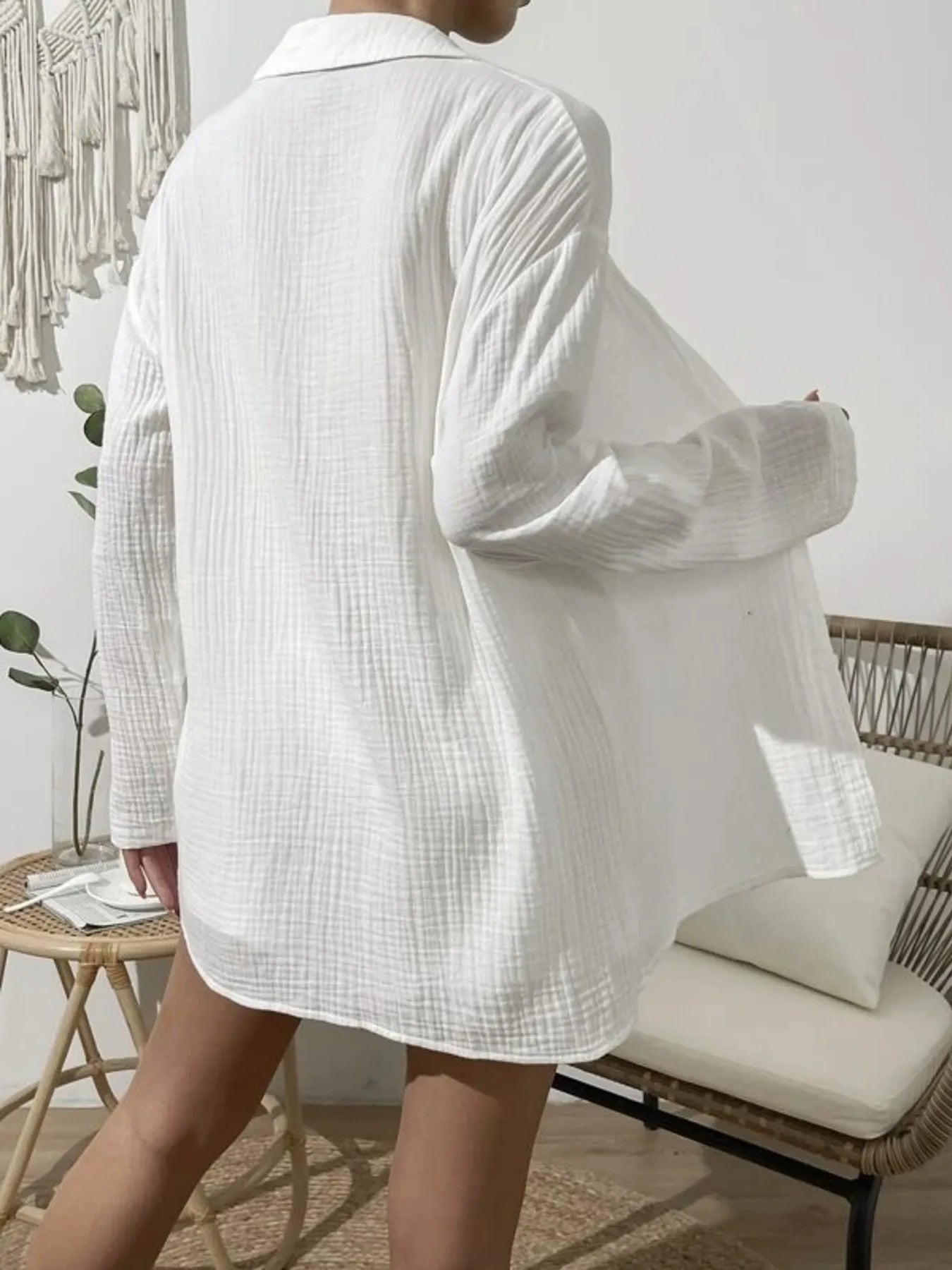 Texture-Button-Up-Shirt-and-Shorts-Set-Sarunna
