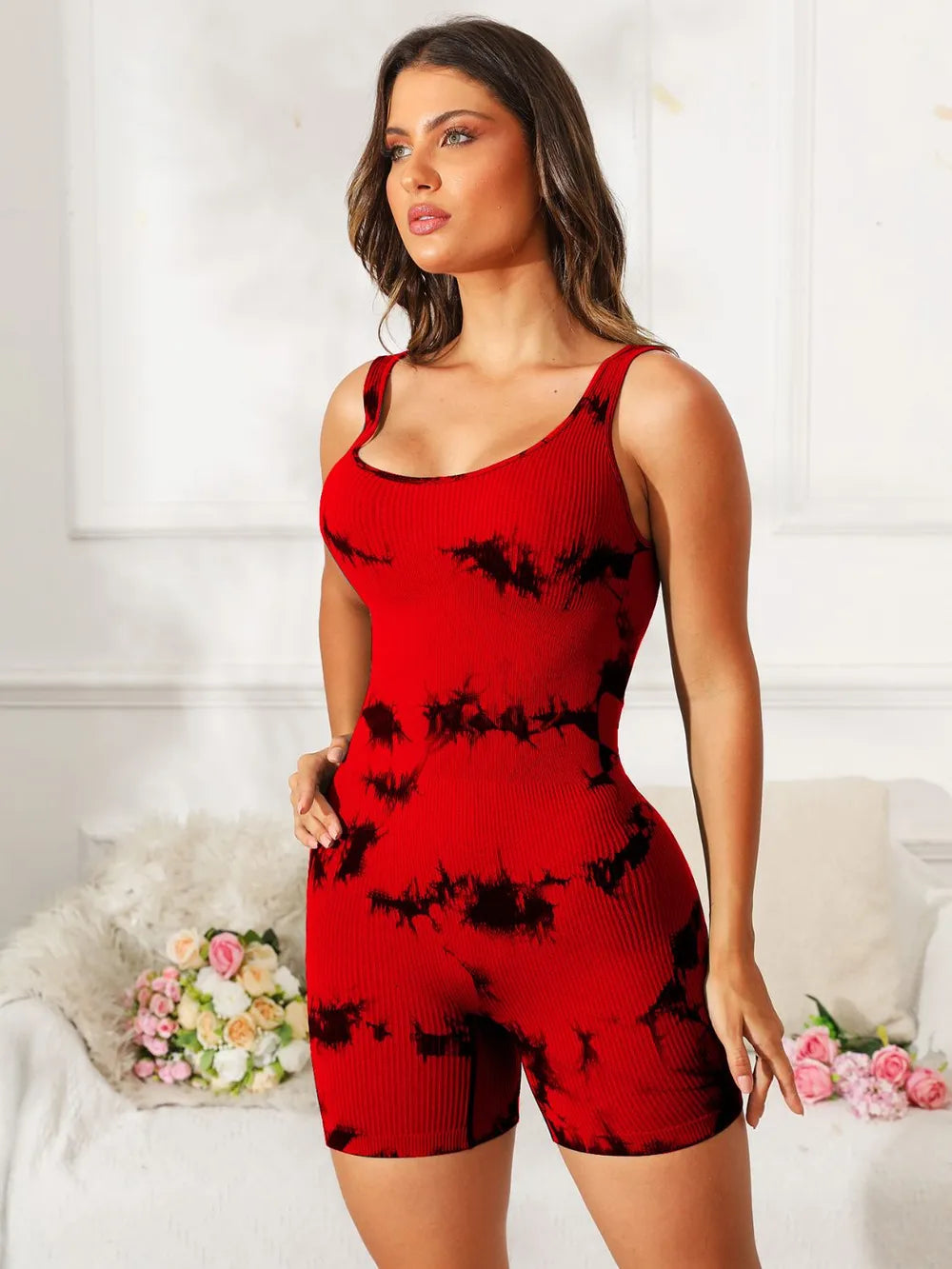 Tie-Dye-Wide-Strap-Active-Romper-Sarunna