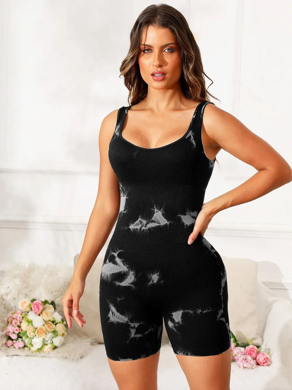 Tie-Dye-Wide-Strap-Active-Romper-Sarunna