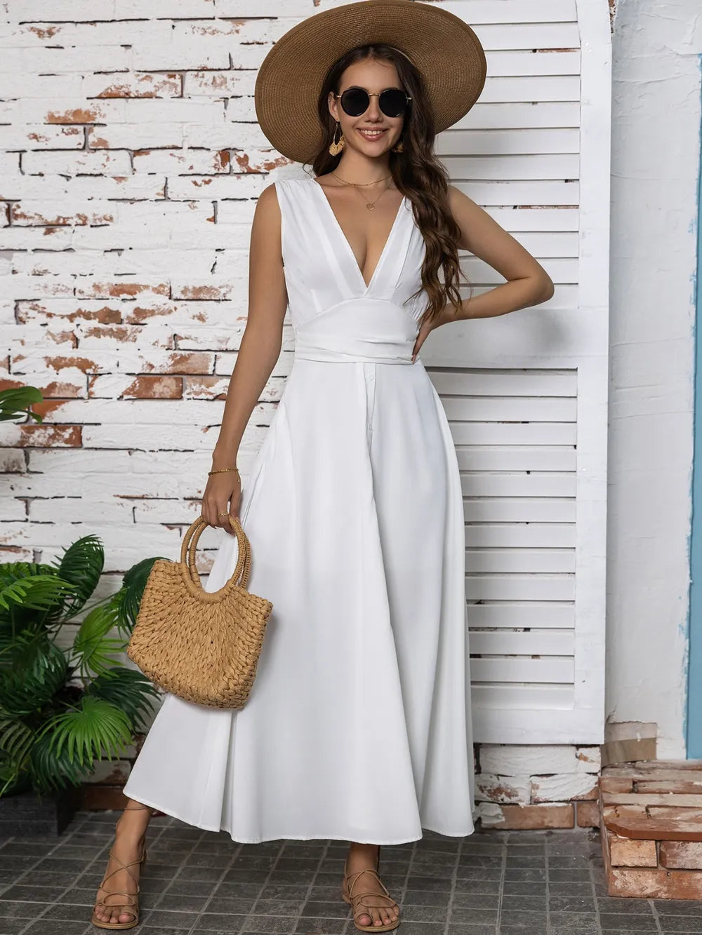 V-Neck-Midi-Dress-with-Side-Split-Sarunna